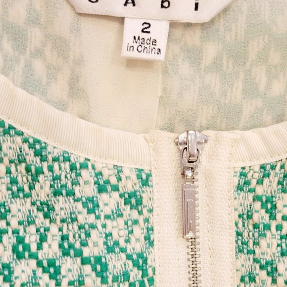 Size 2: CAbi Clover Green Tweed Jacket Style 726 - Picture 4 of 5